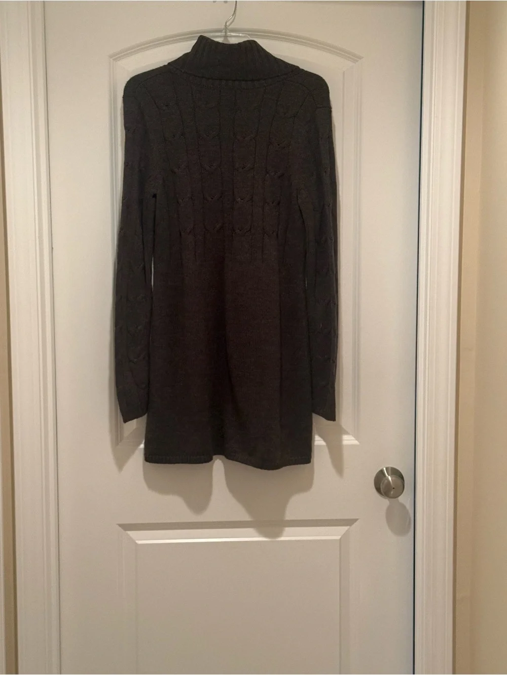Style & Co. Charcoal Cable Knit Cowl Neck Mini Sweater Dress S